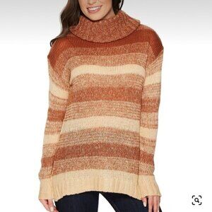 Wrangler Neutral Desert Wave Striped Chunky Cowlneck Knit Sweater Size  MEDIUM